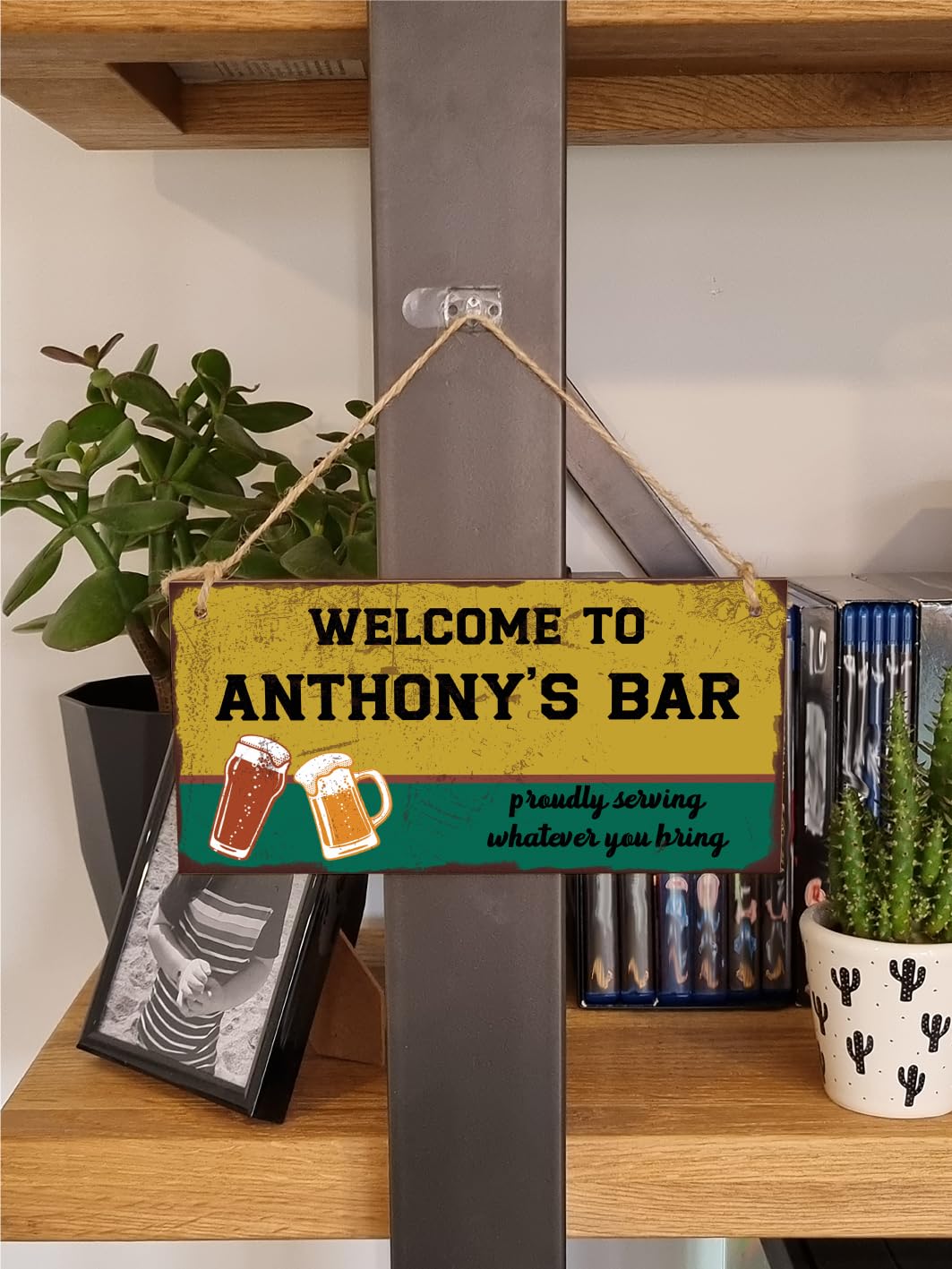 Personalised Welcome to Our Home Bar Funny Handmade Wooden Plaque Home Décor Retro Effect Hanging Sign Gift