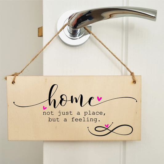 The Plum Penguin Handmade Wooden Hanging Wall Plaque Home is Not Just a Place But a Feeling Decorative Sentimental Sign Family