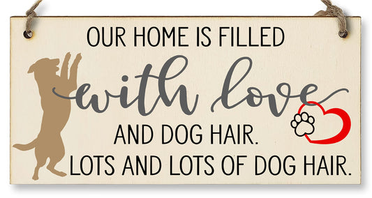 The Plum Penguin Home is Filled With Lots of Dog Hair Funny Novelty Handmade Wooden Hanging Wall Plaque Pet Lover Gift Home Decoration