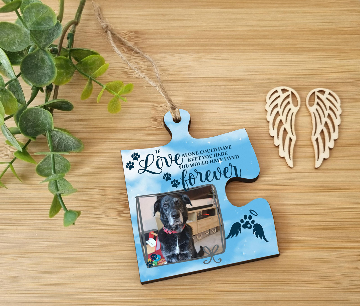 The Plum Penguin Hanging Jigsaw Puzzle Piece Love Alone Lived Forever Pet Loss Remembrance Sign Ornament