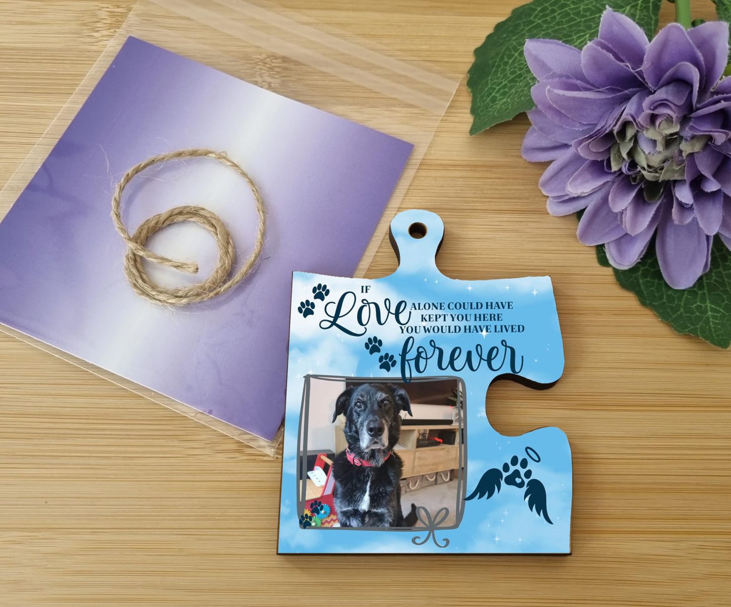The Plum Penguin Hanging Jigsaw Puzzle Piece Love Alone Lived Forever Pet Loss Remembrance Sign Ornament