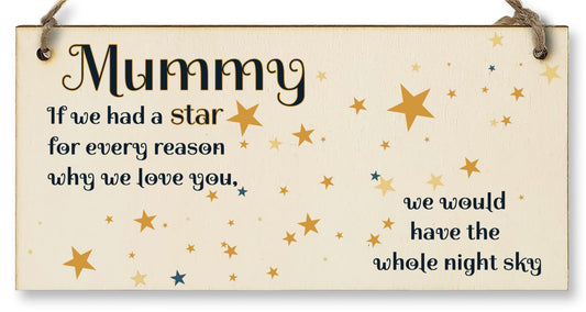 The Plum Penguin Handmade Wooden Hanging Wall Plaque Mum Stars Reasons We Love You Sentimental Gift Sign Mother's Day