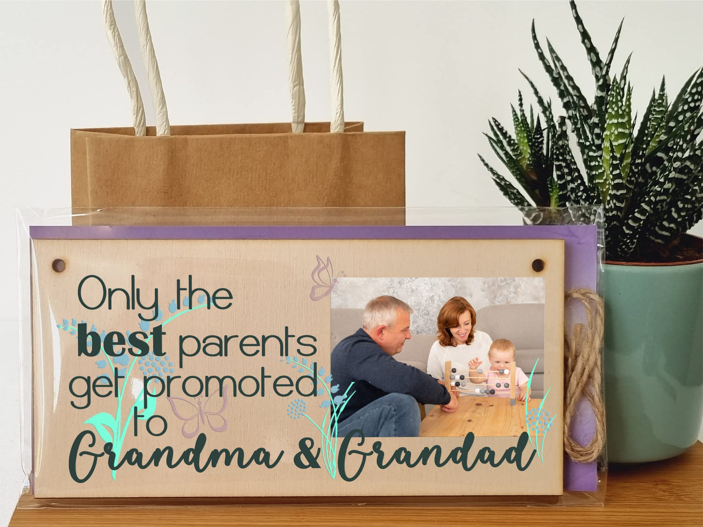 Personalised Wooden Plaque with Photo Best Parents Promoted to Grandma Grandad Gift for Grandparents Hanging Door Sign