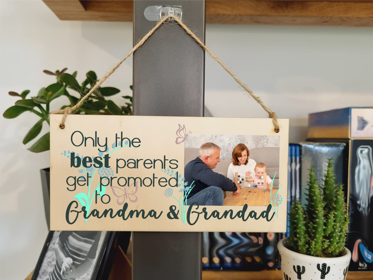 Personalised Wooden Plaque with Photo Best Parents Promoted to Grandma Grandad Gift for Grandparents Hanging Door Sign