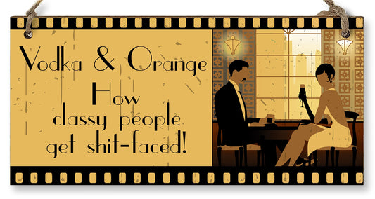 The Plum Penguin Handmade Wooden Hanging Wall Plaque Vodka and How Classy People Get Drunk Pun Novelty Sign for Home Bar Kitchen