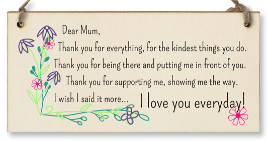 The Plum Penguin Handmade Wooden Hanging Wall Plaque Thank You Mum For Everything Love You Sentimental Gift Sign Mother's Day