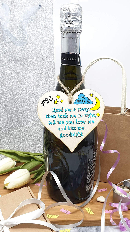 The Plum Penguin Handmade Wooden Hanging Heart Plaque Gift tell me you love me and kiss me goodnight new baby present nursery wall decoration new parents