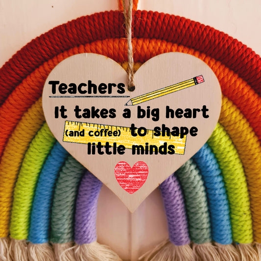 Handmade Wooden Hanging Heart Plaque Gift for a Great Teacher Funny Thank You Keepsake