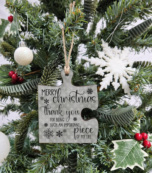 The Plum Penguin Christmas Hanging Jigsaw Puzzle Piece Gift Tag Thank You important Piece Bauble Sign Ornament