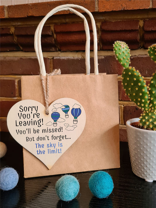 Handmade Wooden Hanging Heart Plaque Gift to Say Sorry You're Leaving You'll be Missed Keepsake for Friend