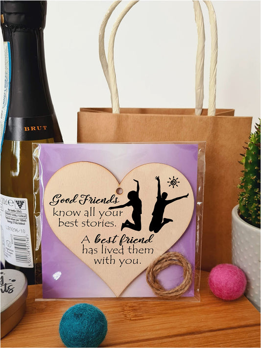 Handmade Wooden Hanging Heart Plaque Gift Perfect for your Best Friend Friendship Keepsake