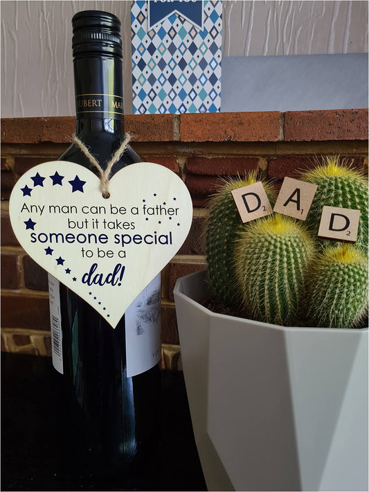 Handmade Wooden Hanging Heart Plaque Gift for Dad this Fathers Day Thoughtful Keepsake