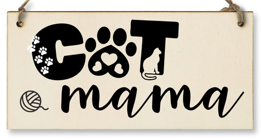 The Plum Penguin Handmade Wooden Hanging Wall Plaque Cat Mama Cute Funny Gift Pet Lover Cat Mum Parent Mother's Day