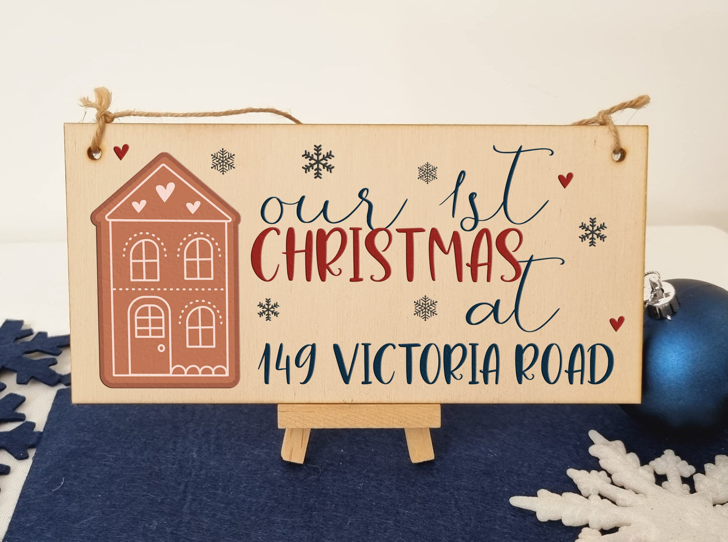 Our 1st Christmas at Personalised Family New Home Decorative Xmas Sign Handmade Wooden Hanging Wall Plaque Gift