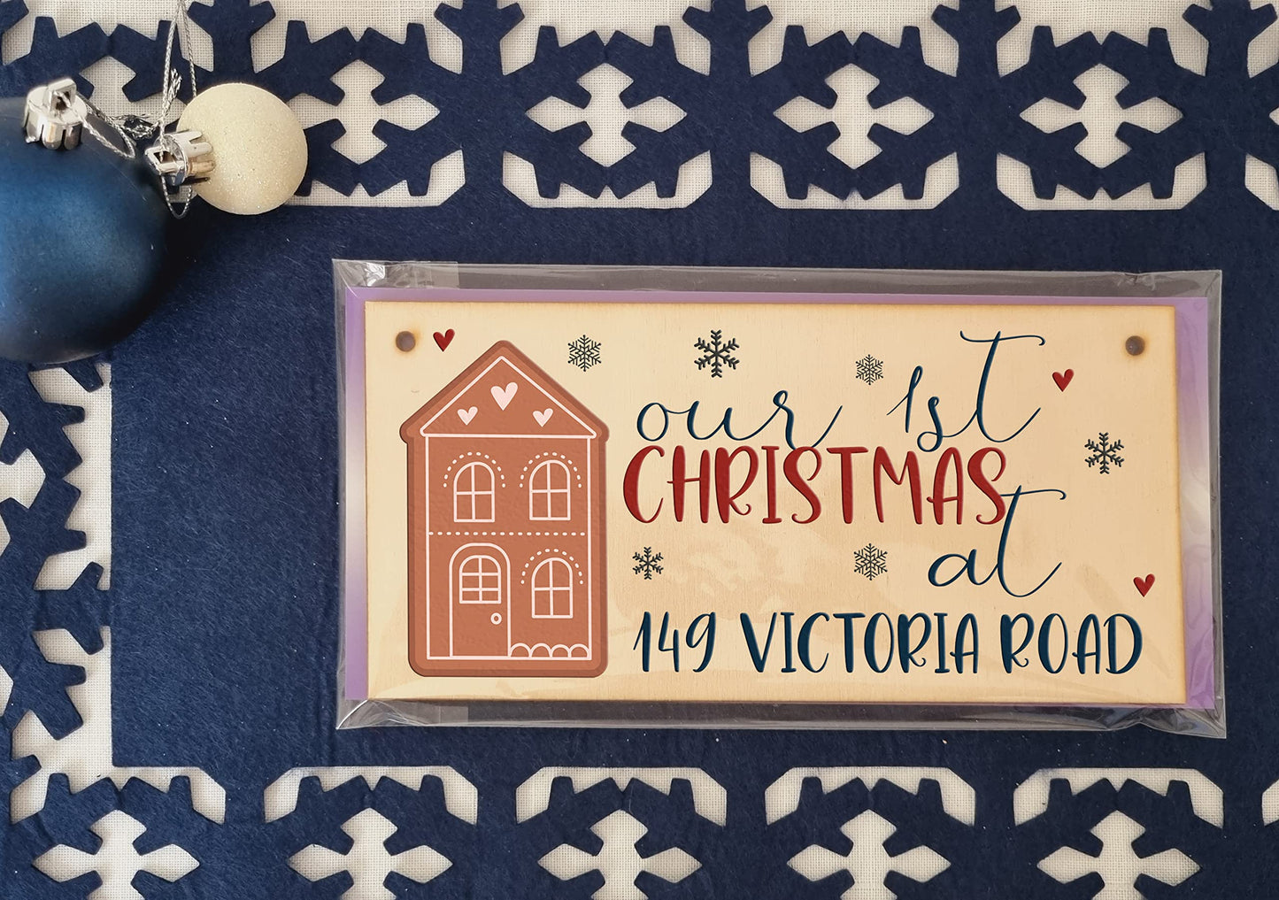 Our 1st Christmas at Personalised Family New Home Decorative Xmas Sign Handmade Wooden Hanging Wall Plaque Gift