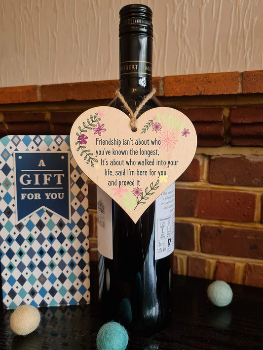 The Plum Penguin Handmade Wooden Hanging Heart Plaque Gift Friend Here To Stay Friendship Wall Hanger Colleague Present Card Alternative