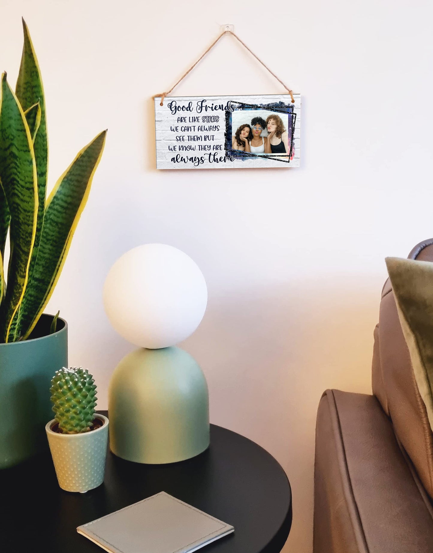Personalised Wooden Plaque with Photo Good Friends Like Stars Always There Friendship BFFs Bestie Gift Hanging Door Sign