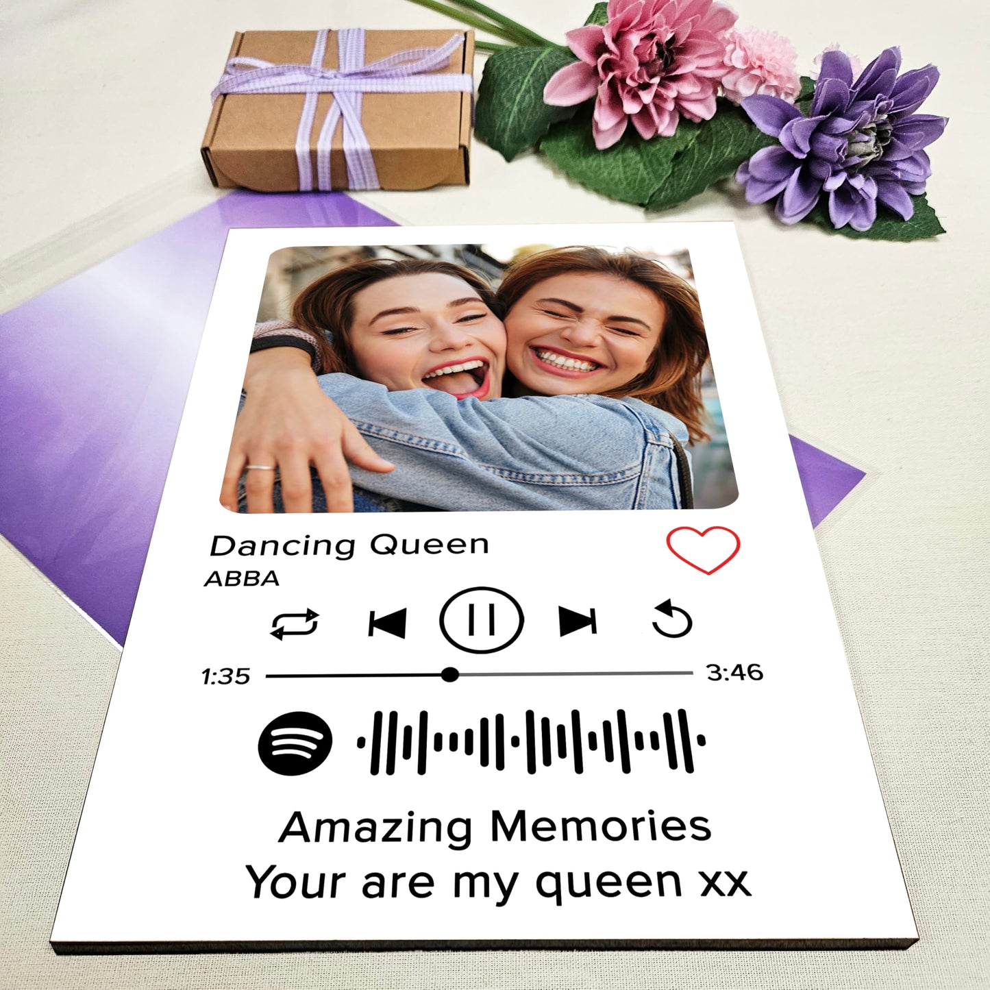 The Plum Penguin Personalised Spotify Plaque Custom Song Wall Art Photo Print A4 Wooden Sign Ideal Memorable Gifts for Couples Friends Mum
