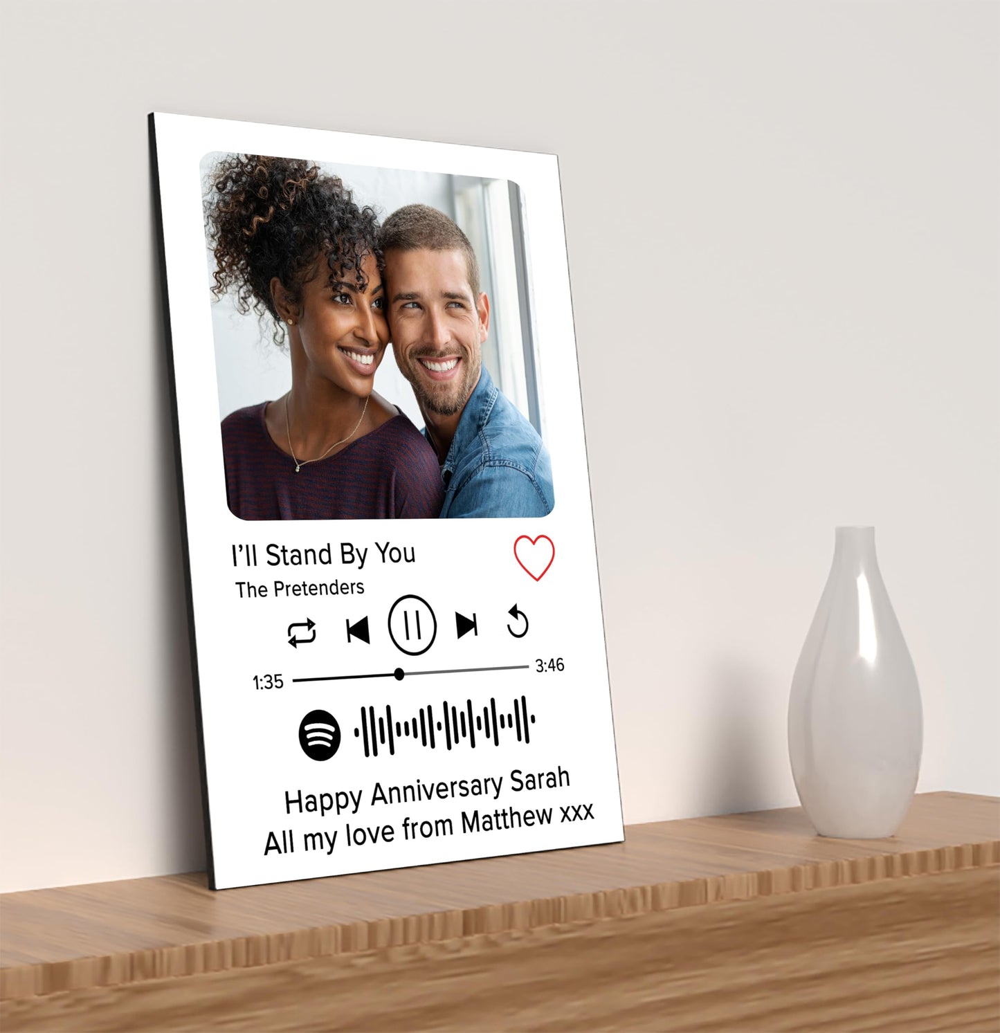 The Plum Penguin Personalised Spotify Plaque Custom Song Wall Art Photo Print A4 Wooden Sign Ideal Memorable Gifts for Couples Friends Mum
