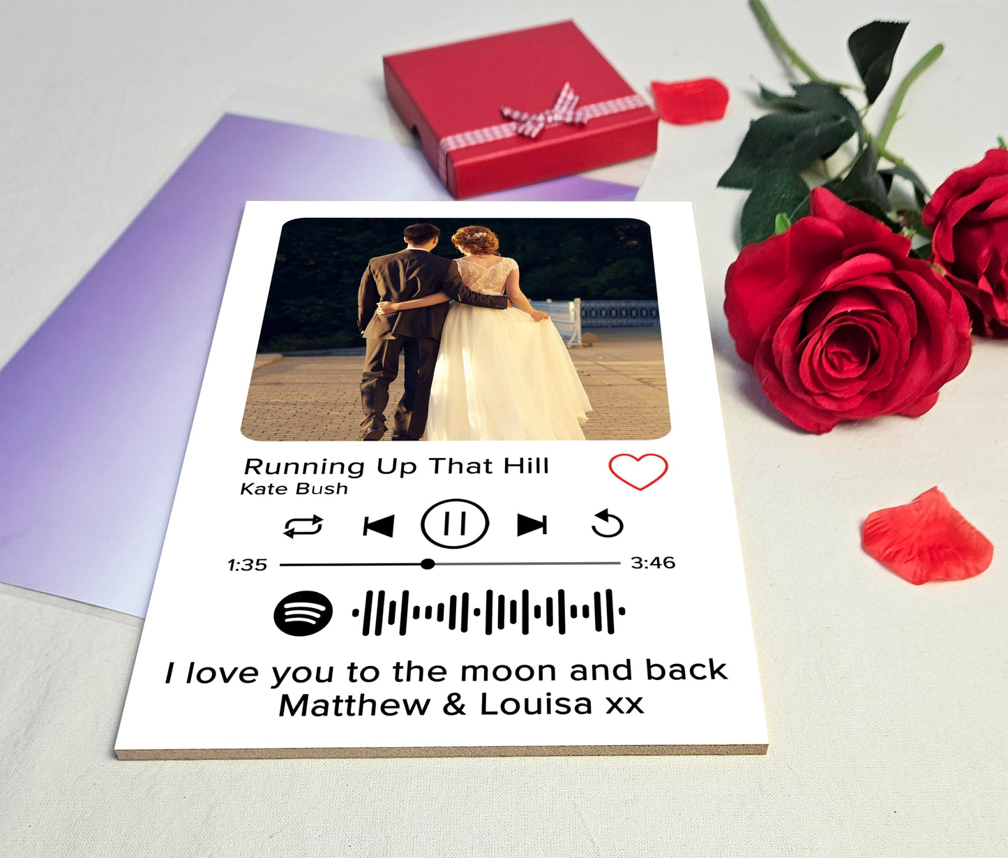 The Plum Penguin Personalised Spotify Plaque Custom Song Wall Art Photo Print A4 Wooden Sign Ideal Memorable Gifts for Couples Friends Mum