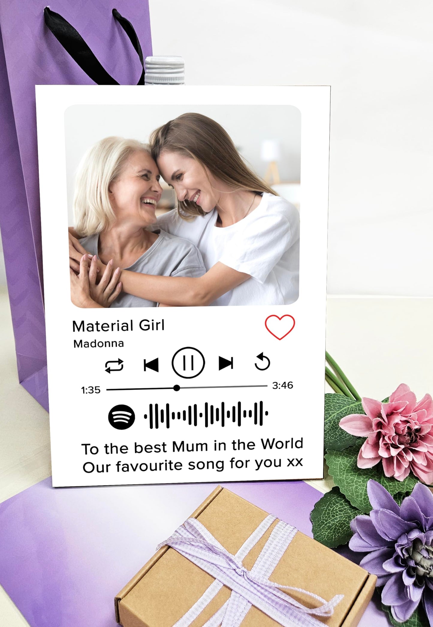 The Plum Penguin Personalised Spotify Plaque Custom Song Wall Art Photo Print A4 Wooden Sign Ideal Memorable Gifts for Couples Friends Mum