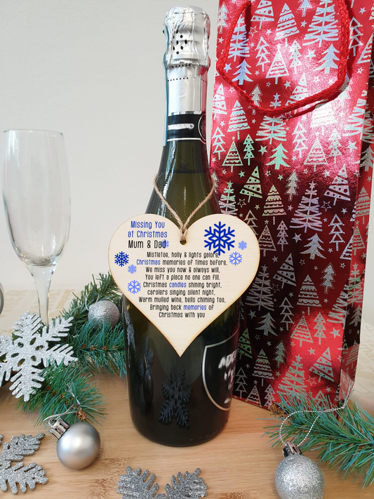 Handmade Wooden Christmas Hanging Heart Plaque Gift Missing you at Xmas sentimental rememberance present tree decoration snowflake lost loved ones