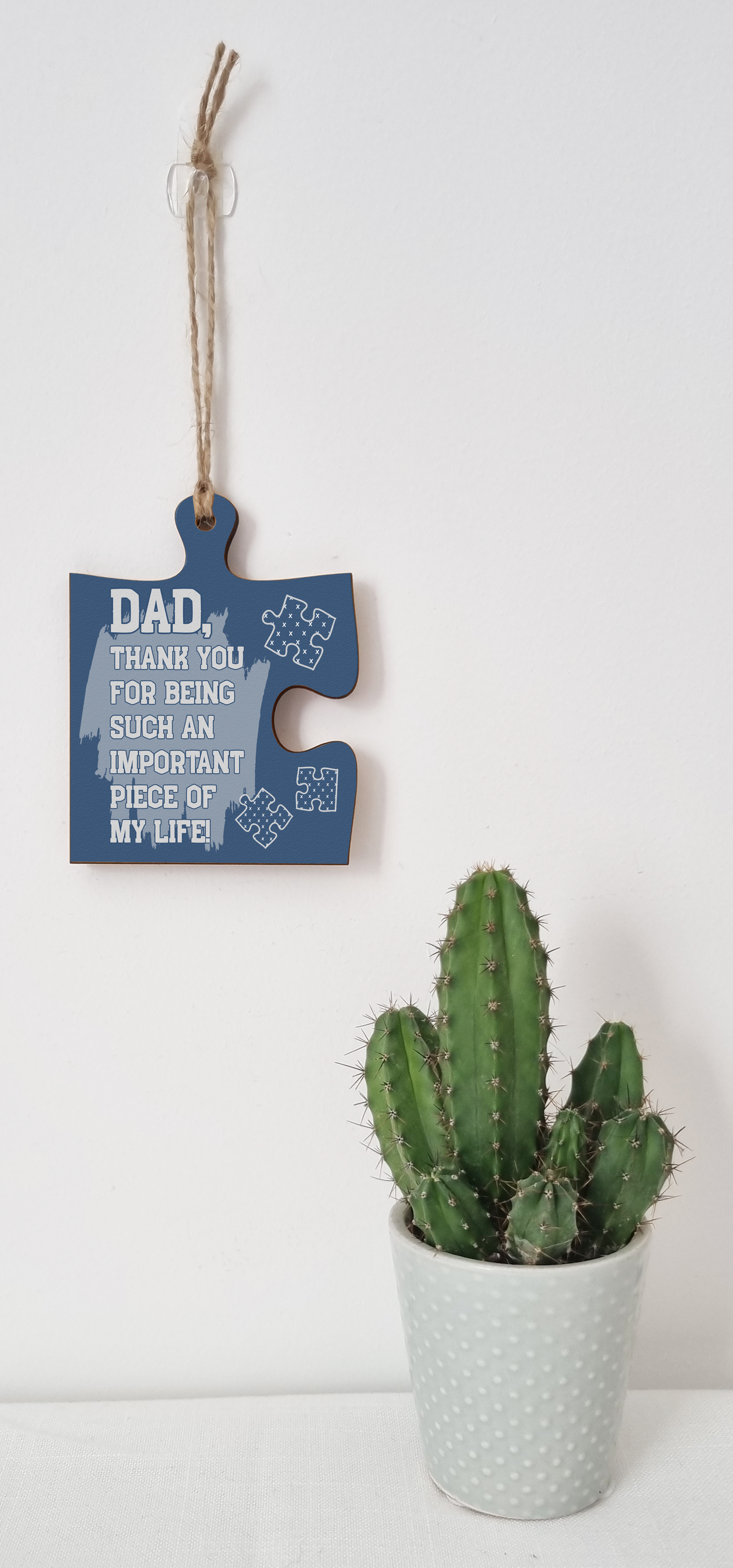 Dad Gift Thank You Important Piece of my Life Jigsaw Puzzle Shaped Decorative Hanging Plaque Sign Father's Day Present