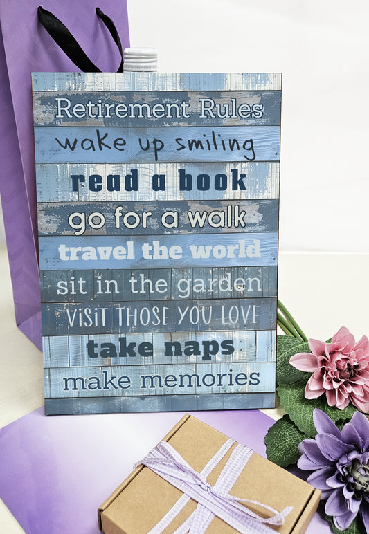 Motivational Wall Art Sign Plaque Inspire Every Day Vibrant Print Retirement Rules A4 Wooden Home Decor Uplifting Decoration