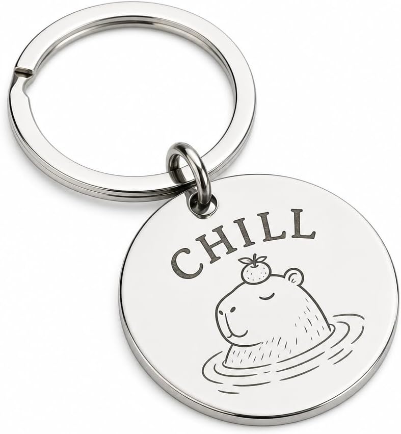 Chill Capybara Vibes keyring