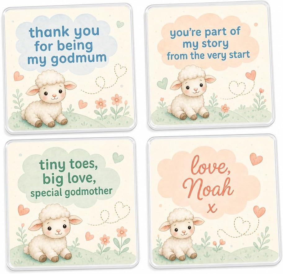 Little Lamb Godmother coasters
