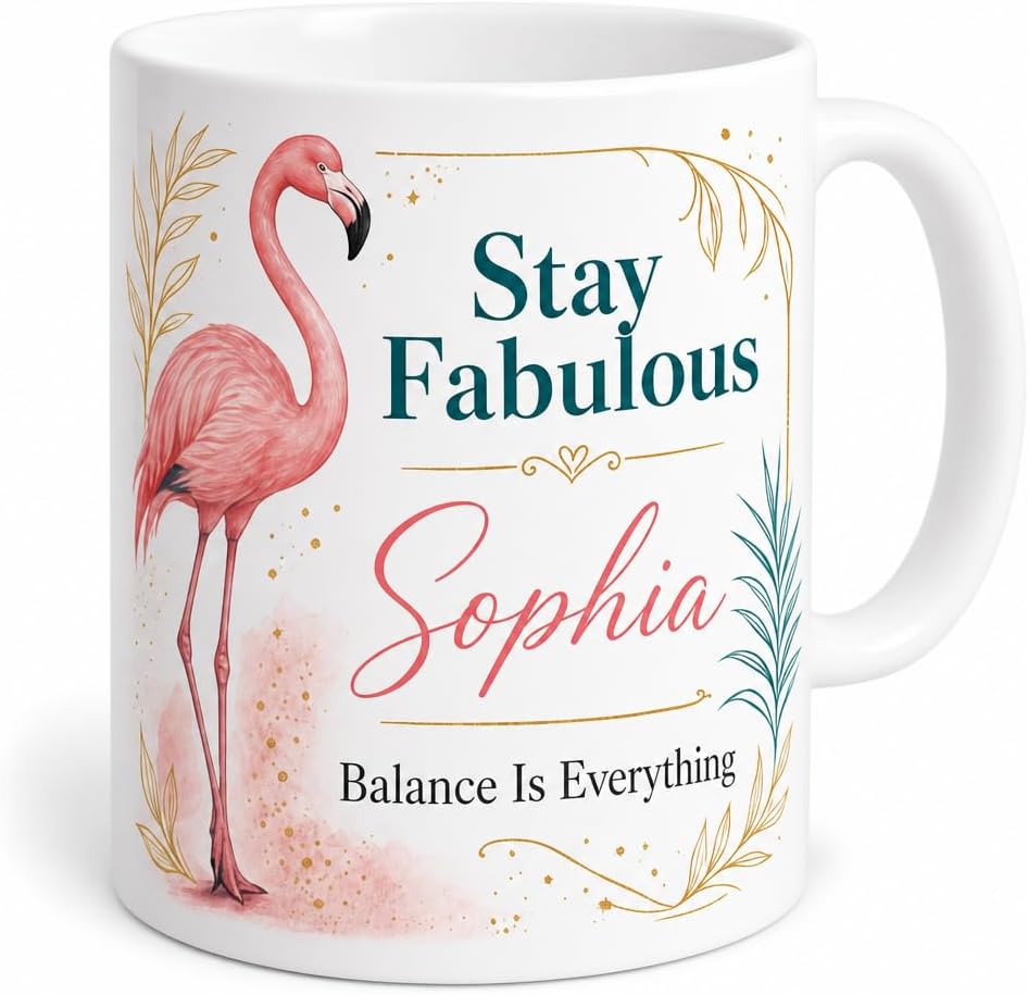 Fabulous Flamingo Glow mug and plaque
