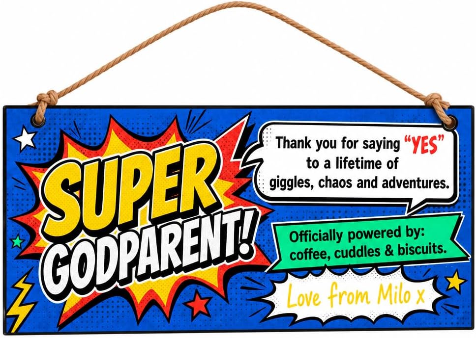Pop Art Super Godparent gift set contents