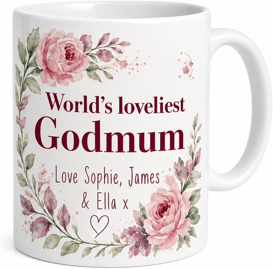 Floral Godmum Gratitude mug and plaque