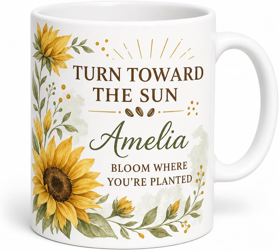 Sunflower Bright Path mug and plaque
