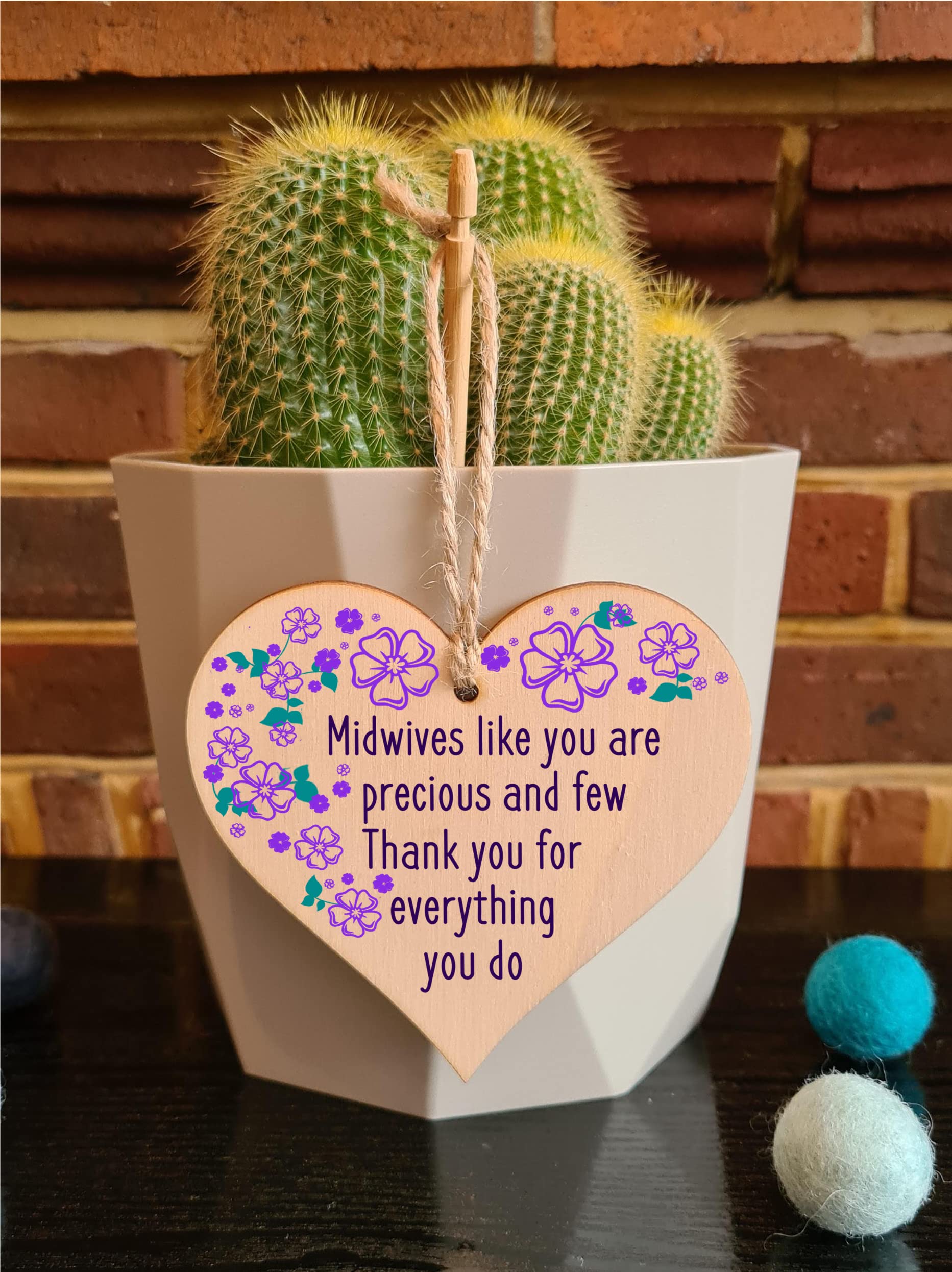 Handmade Wooden Hanging Heart Plaque Gift for a Great Midwife Loving Thoughtful Thank You Keepsake