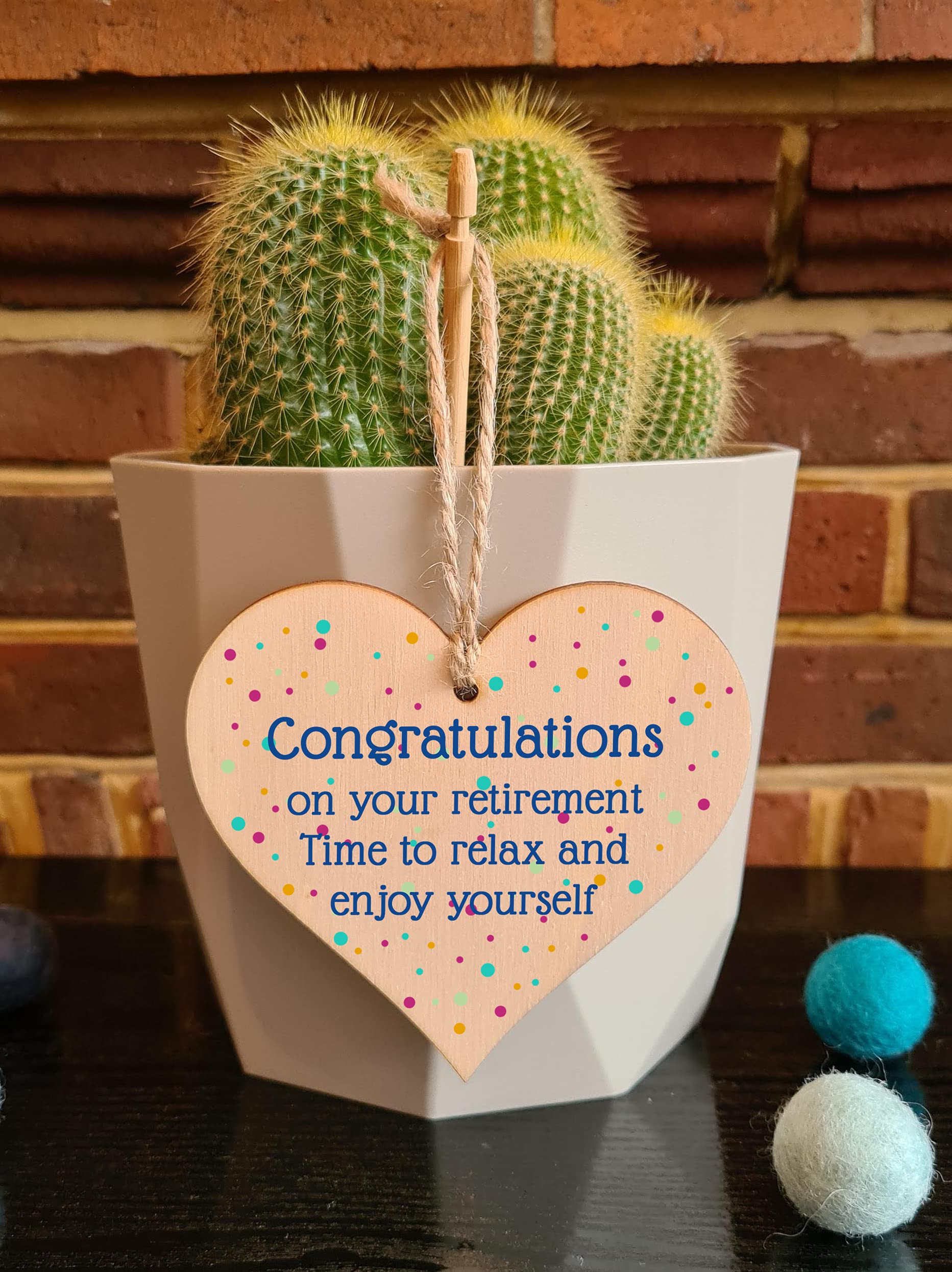 The Plum Penguin Handmade Wooden Hanging Heart Plaque Gift Congratulations on Retirement Relax Leaving Present Card Alternative