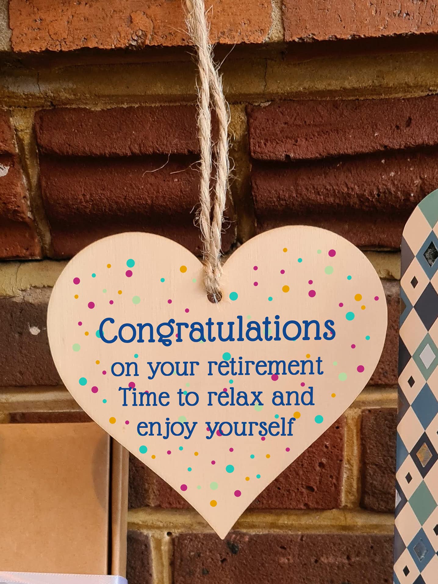 The Plum Penguin Handmade Wooden Hanging Heart Plaque Gift Congratulations on Retirement Relax Leaving Present Card Alternative