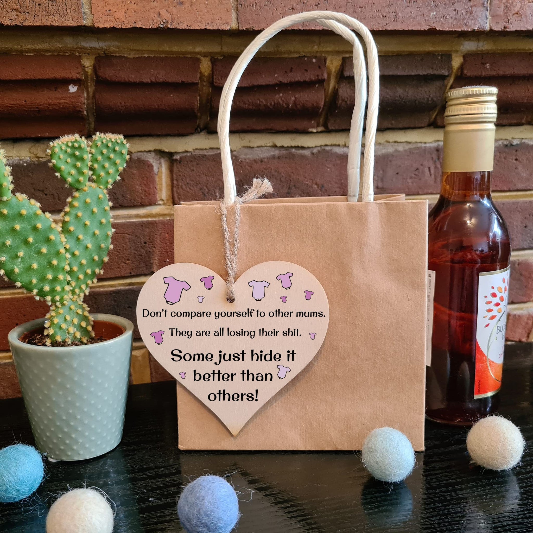 Handmade Wooden Hanging Heart Plaque Gift for Mum Funny Gift about Motherhood