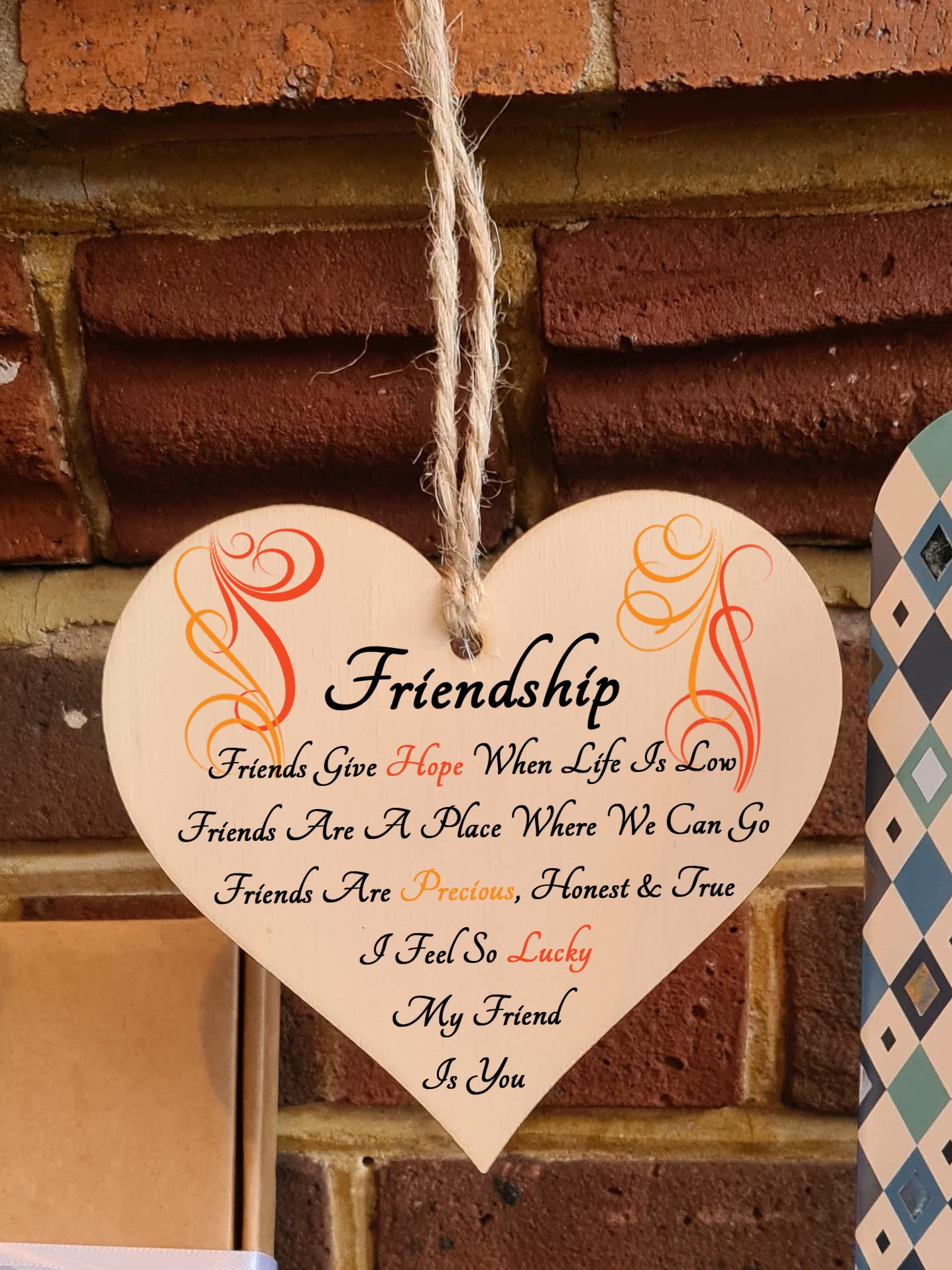 Handmade Wooden Hanging Heart Plaque Gift Perfect for your Best Friend Friendship Keepsake