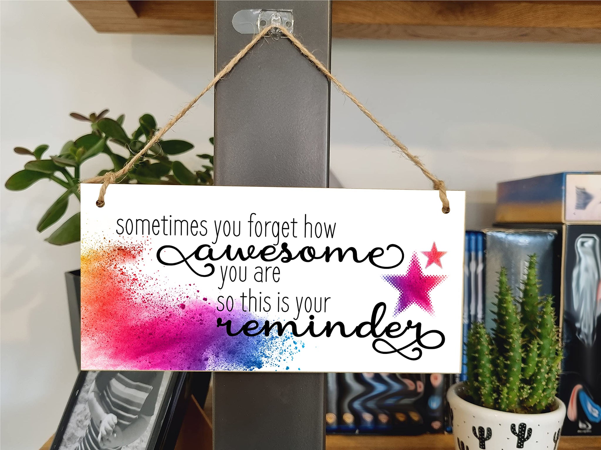 The Plum Penguin Handmade Wooden Hanging Wall Plaque Don't Forget You're Awesome Reminder Inspirational Friendship Gift