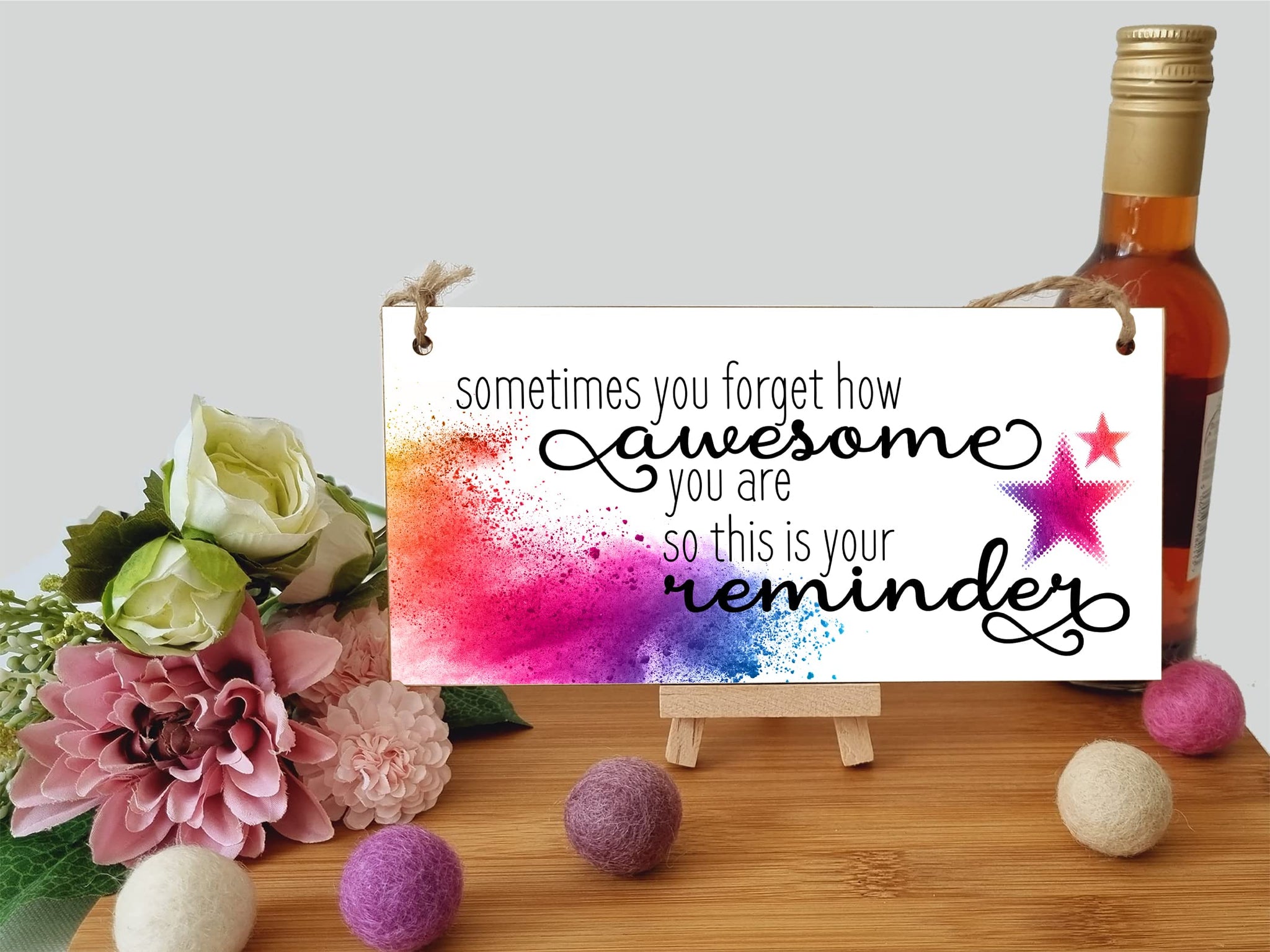 The Plum Penguin Handmade Wooden Hanging Wall Plaque Don't Forget You're Awesome Reminder Inspirational Friendship Gift