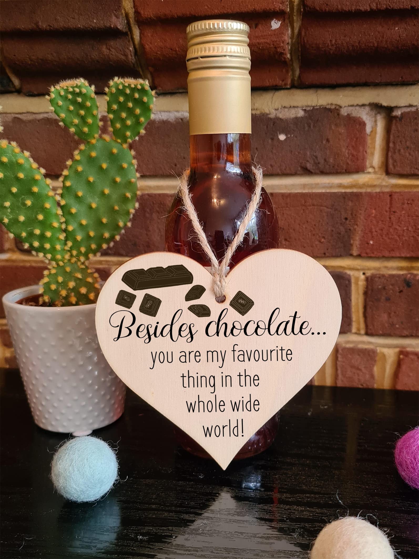 Handmade Wooden Hanging Heart Plaque Gift for Chocolate Lovers Romantic present for Boyfriend