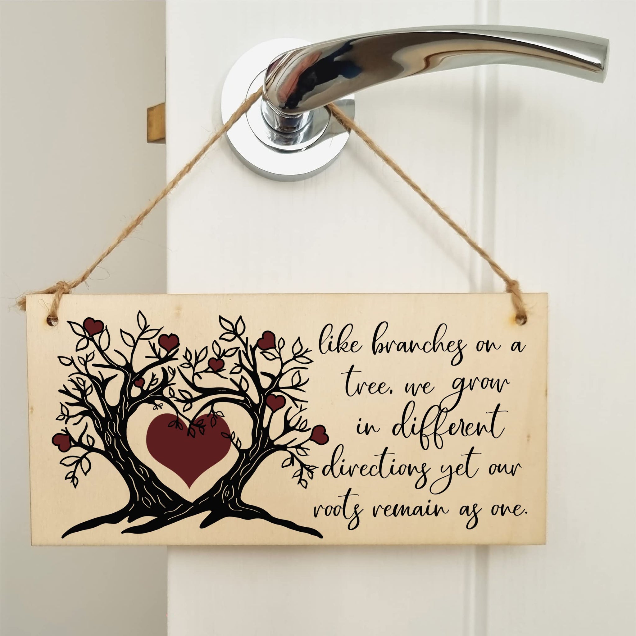 The Plum Penguin Like Branches on a Tree We Grow Roots Remain Handmade Wooden Hanging Wall Plaque Family Sentimental Decoration Gift
