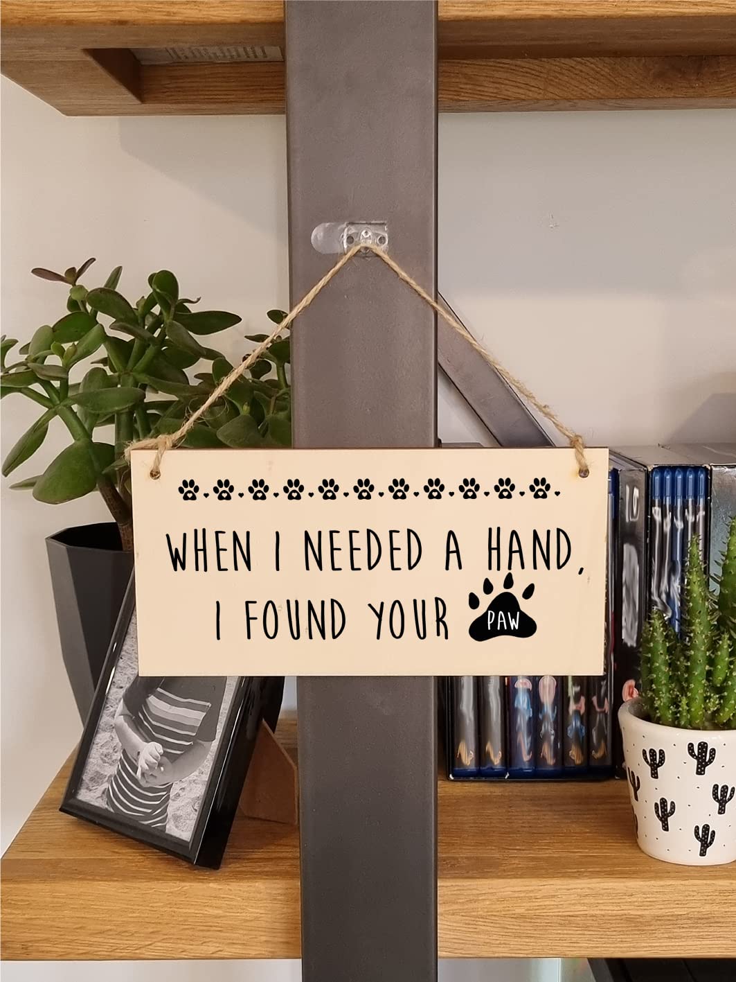 The Plum Penguin Handmade Wooden Hanging Wall Plaque Needed a Hand Found Your Paw Pet Lover Cat Mum Dad Gift Sign