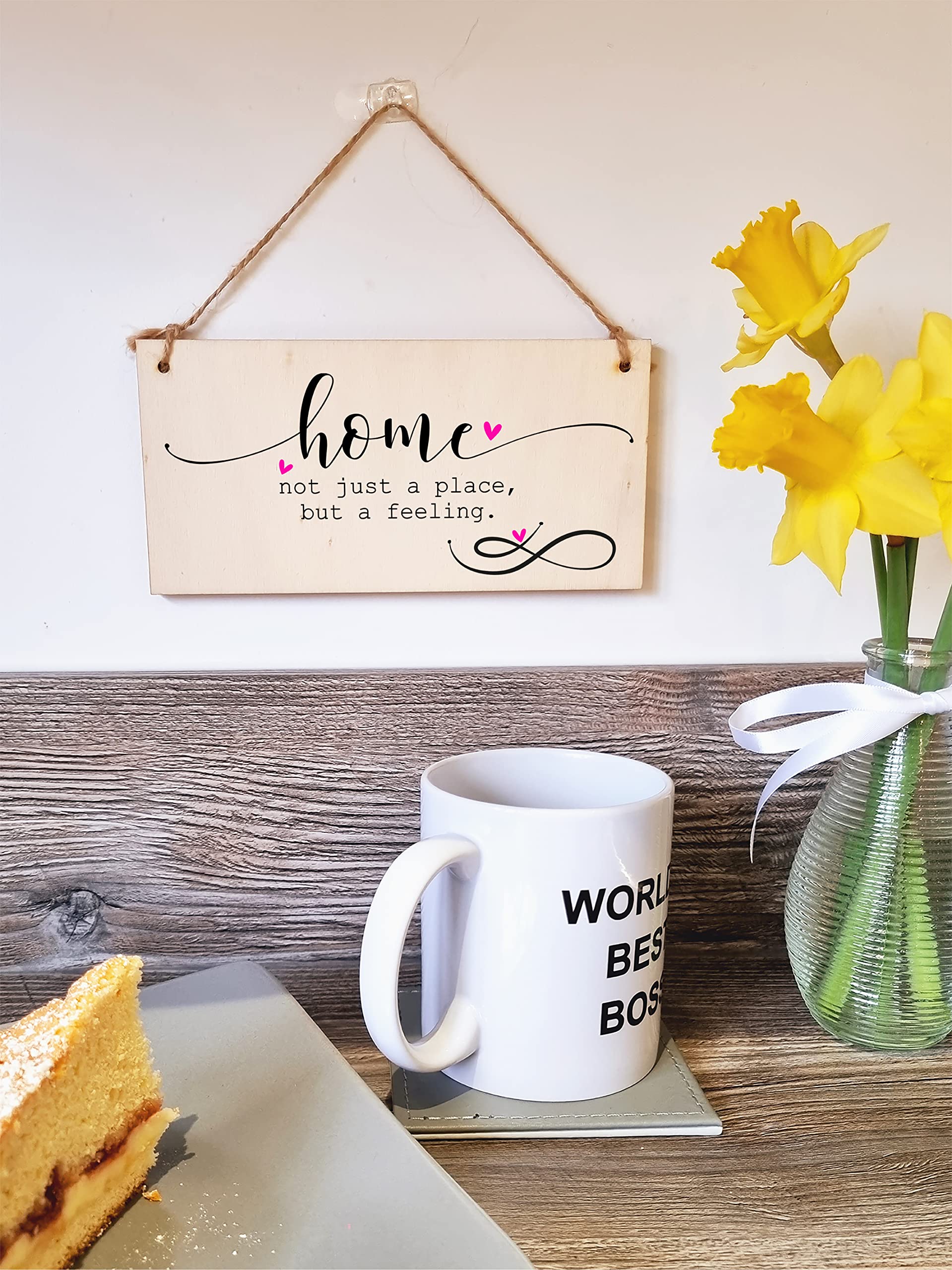 The Plum Penguin Handmade Wooden Hanging Wall Plaque Home is Not Just a Place But a Feeling Decorative Sentimental Sign Family