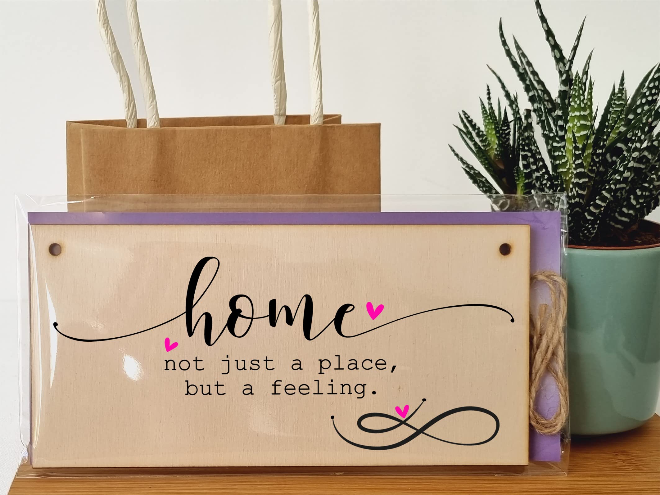 The Plum Penguin Handmade Wooden Hanging Wall Plaque Home is Not Just a Place But a Feeling Decorative Sentimental Sign Family