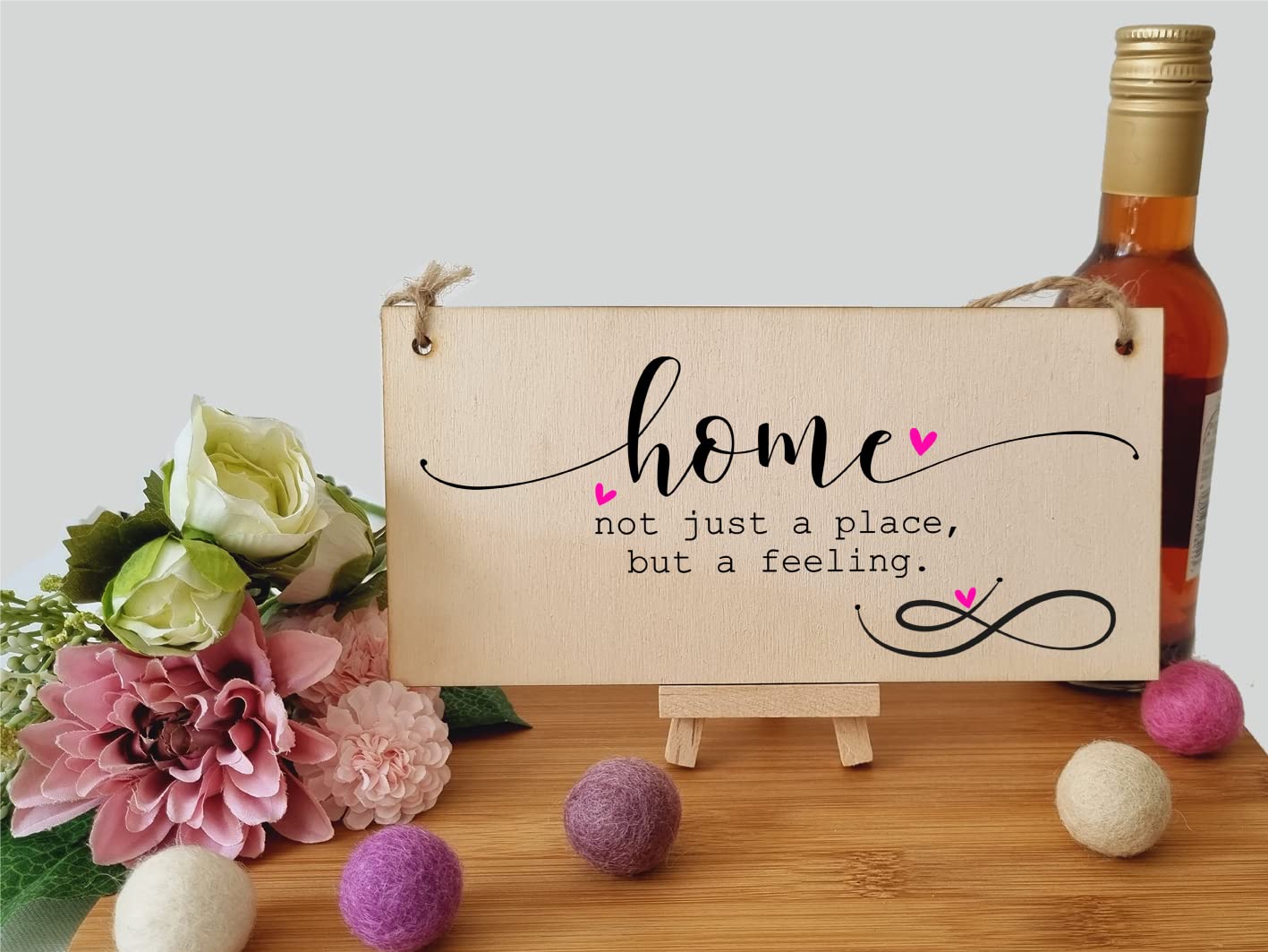 The Plum Penguin Handmade Wooden Hanging Wall Plaque Home is Not Just a Place But a Feeling Decorative Sentimental Sign Family