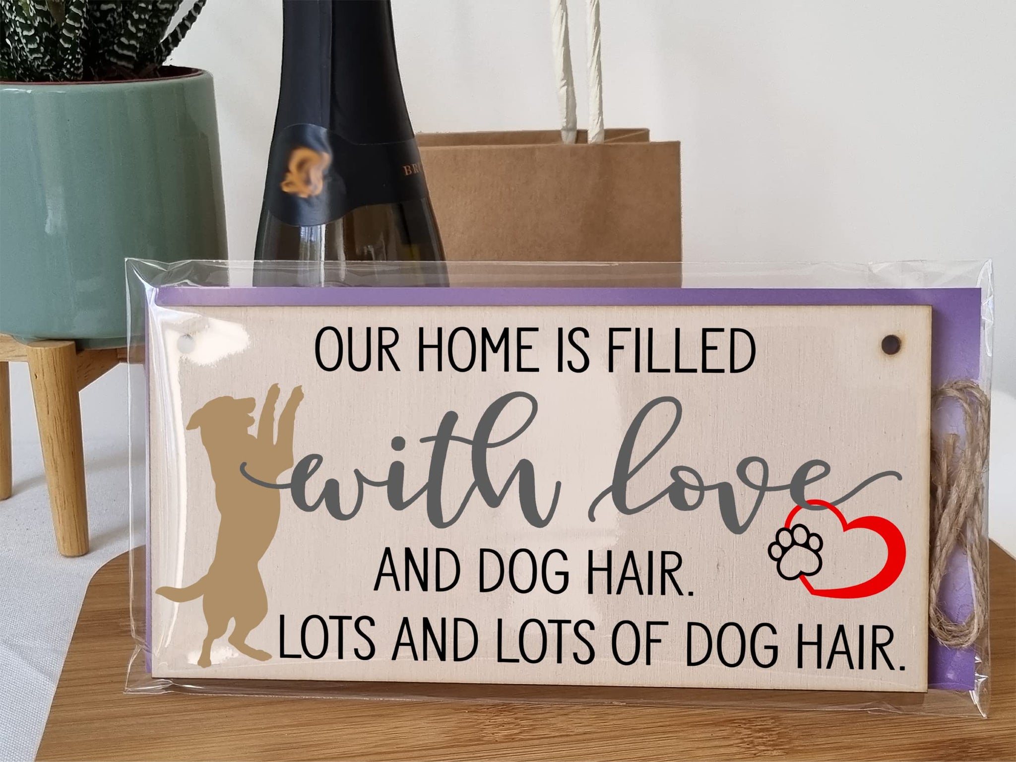 The Plum Penguin Home is Filled With Lots of Dog Hair Funny Novelty Handmade Wooden Hanging Wall Plaque Pet Lover Gift Home Decoration