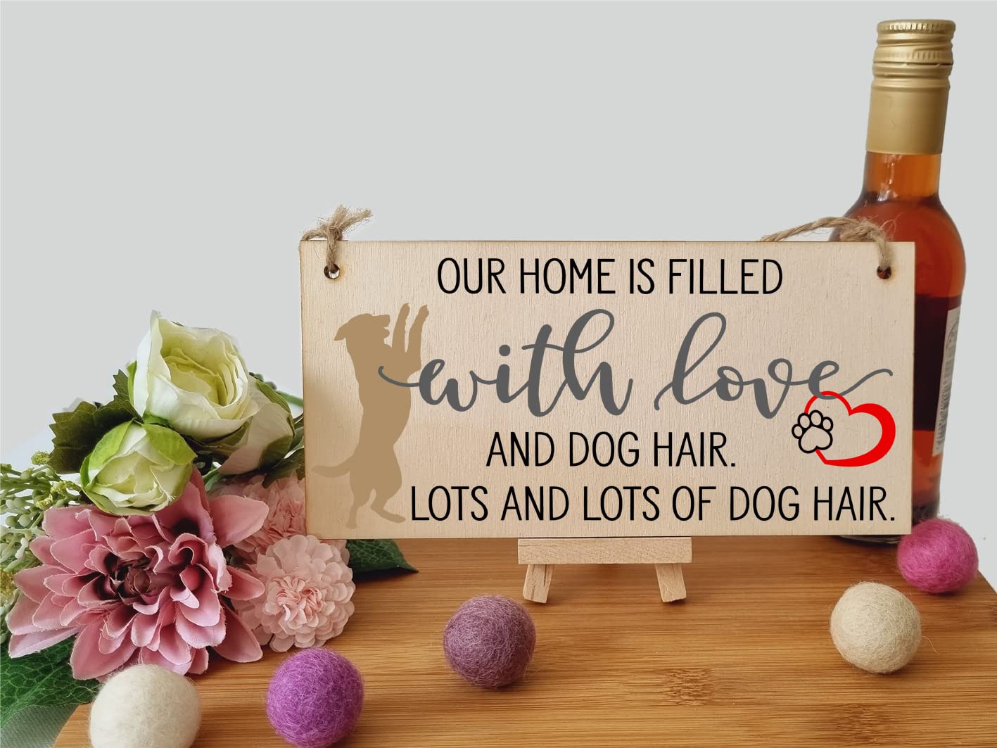 The Plum Penguin Home is Filled With Lots of Dog Hair Funny Novelty Handmade Wooden Hanging Wall Plaque Pet Lover Gift Home Decoration