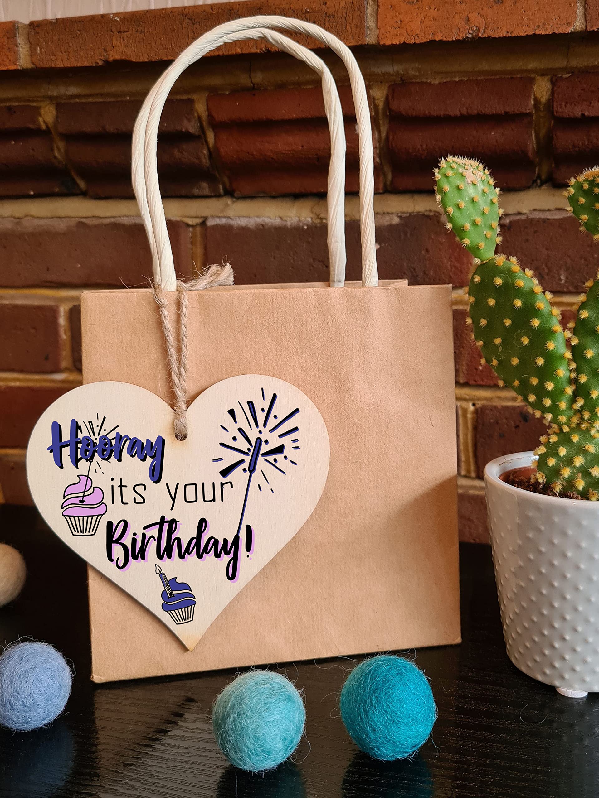 Handmade Wooden Hanging Heart Plaque Gift for Someone Special Happy Birthday Keepsake